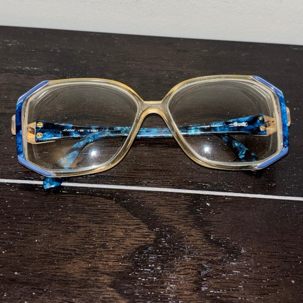 Vintage Silhouette FRAMES |‎ Blue Marbled Geometric Oversized Eyeglasses Austria